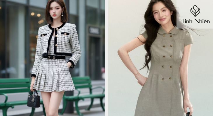 Váy tweed dáng chữ A