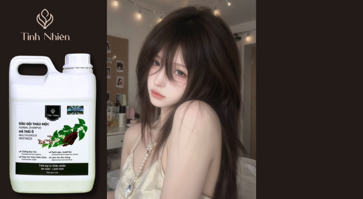Kết hợp với dầu gội Hà Thủ Ô Tinh Nhiên can 2 lít
