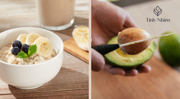 Bột yến mạch và bơ chín