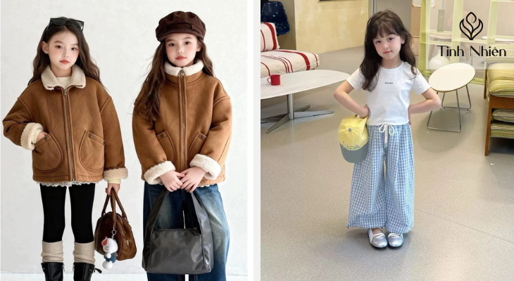 Áo khoác da lộn và quần caro 