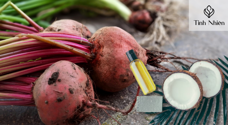 Củ dền đỏ và dầu dừa  