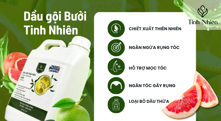 Dùng dầu gội đầu Bưởi Tinh Nhiên can 2 lít