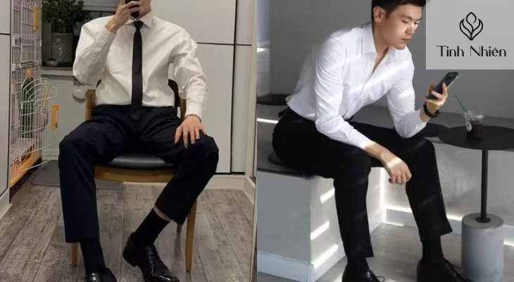 Sơ mi kết hợp quần kaki hoặc quần tây